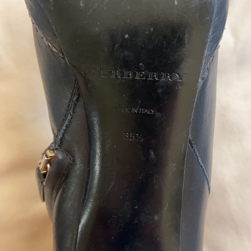 Burberry Black Leather Ankle Booties with Gold Buckle - Picture 14 of 16